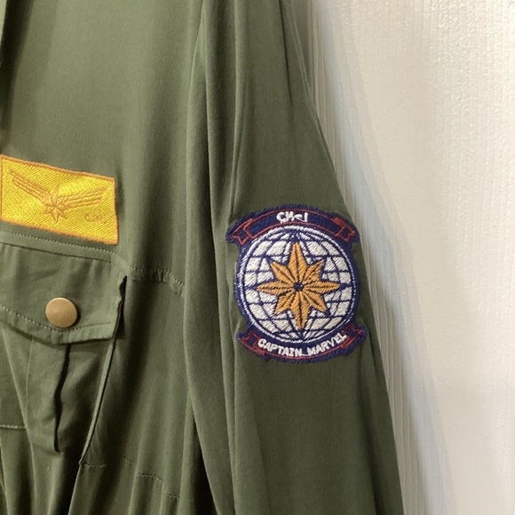 Torrid Her Universe Caption Marvel Olive Patchwork Shirt Dress Size 1~NWT! - Picture 8 of 12